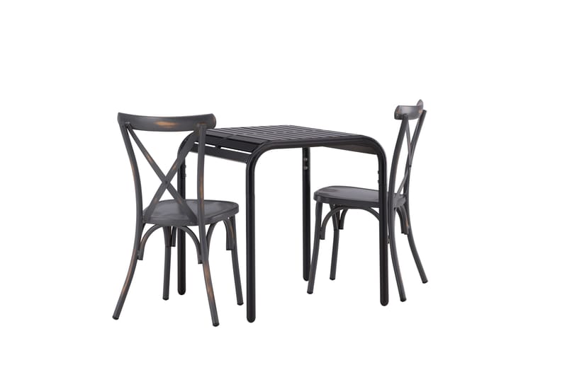 Borneo Cafésett 70 cm + 2 Tablas Spisestoler - Mørkegrå/Svart - Hagemøbler - Balkong - Balkongmøbler - Balkonggrupper