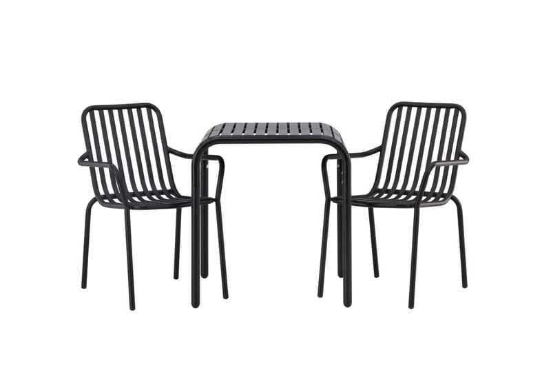 Borneo Cafésett 70 cm + 2 Peking Karmstoler - Svart - Hagemøbler - Balkong - Balkongmøbler - Balkonggrupper