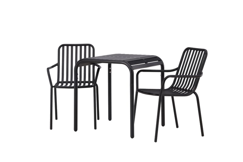 Borneo Cafésett 70 cm + 2 Peking Karmstoler - Svart - Hagemøbler - Balkong - Balkongmøbler - Balkonggrupper