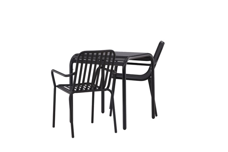 Borneo Cafésett 70 cm + 2 Peking Karmstoler - Svart - Hagemøbler - Balkong - Balkongmøbler - Balkonggrupper