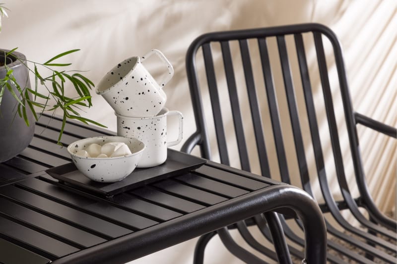 Borneo Cafésett 70 cm + 2 Peking Karmstoler - Svart - Hagemøbler - Balkong - Balkongmøbler - Balkonggrupper