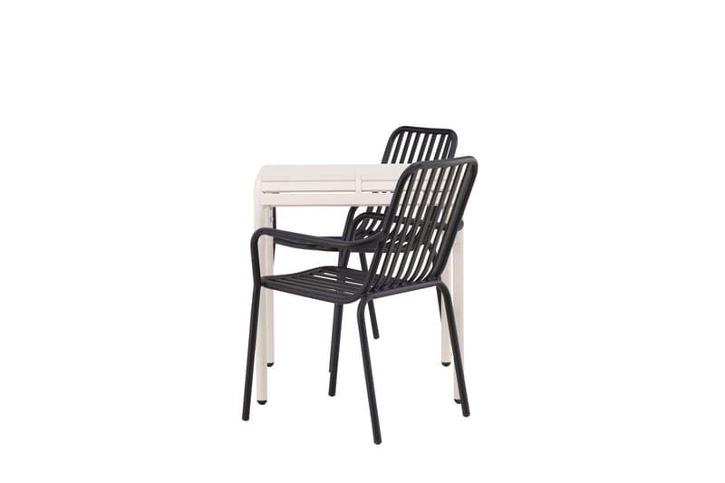 Borneo Cafésett 70 cm + 2 Peking Karmstoler - Svart/Beige - Hagemøbler - Balkong - Balkongmøbler - Balkonggrupper