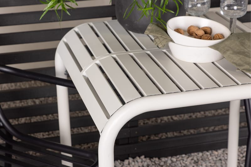 Borneo Cafésett 70 cm + 2 Peking Karmstoler - Svart/Beige - Hagemøbler - Balkong - Balkongmøbler - Balkonggrupper