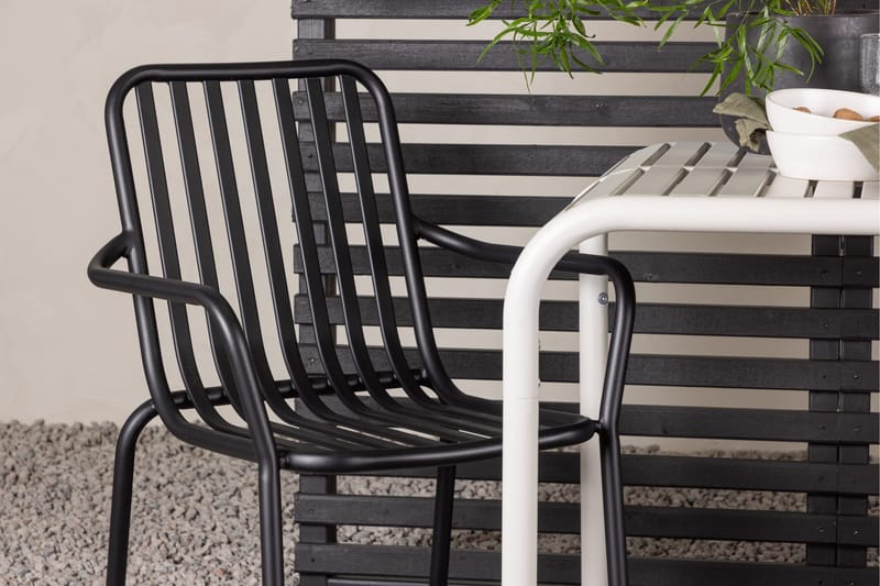 Borneo Cafésett 70 cm + 2 Peking Karmstoler - Svart/Beige - Hagemøbler - Balkong - Balkongmøbler - Balkonggrupper