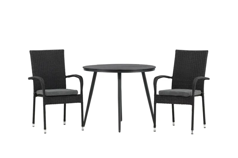 Break Cafégruppe Rund 90 cm + 2 Anna Spisestol, Svart