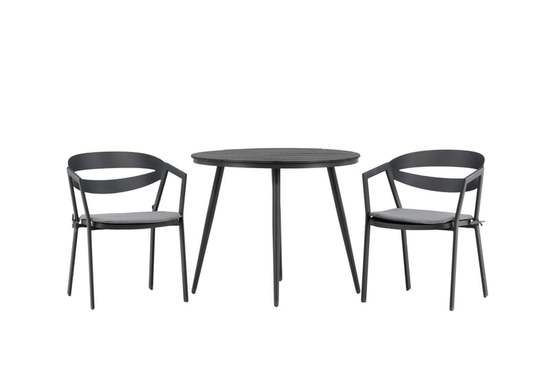 Break Cafégruppe Rund 90 cm + 2 Slit Spisestol, Svart