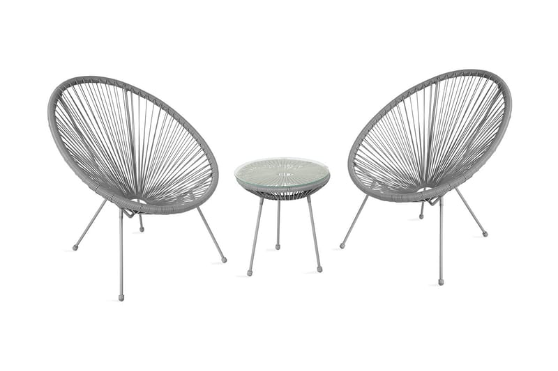 Cafesett COMO-bord og 2 stoler Grå - Balkonggrupper - Cafesett