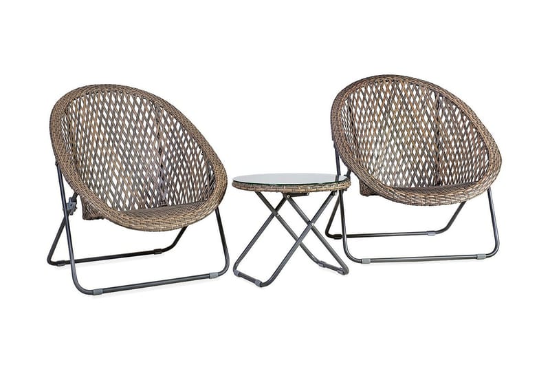 Cafesett TURKU 2 stoler og bord sammenleggbart - Balkonggrupper - Cafesett