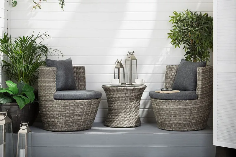 Capri Balkongmøbler - Grå - Hagemøbler - Hagegruppe - Cafesett