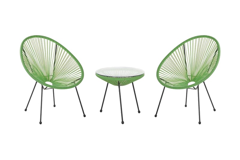 Cayaco Balkongsett 70 cm + 2 Stoler - Kunstrotting/Grønn - Hagemøbler - Hagegruppe - Cafesett