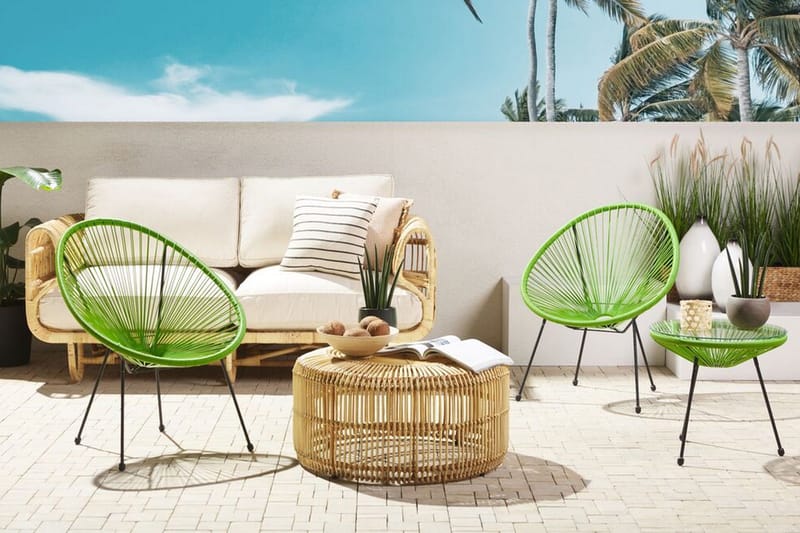 Cayaco Balkongsett 70 cm + 2 Stoler - Kunstrotting/Grønn - Hagemøbler - Hagegruppe - Cafesett