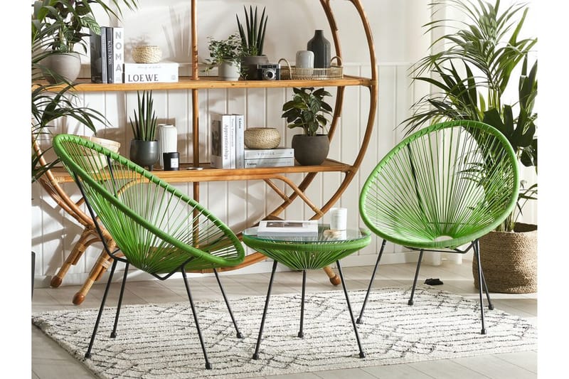 Cayaco Balkongsett 70 cm + 2 Stoler - Kunstrotting/Grønn - Hagemøbler - Hagegruppe - Cafesett