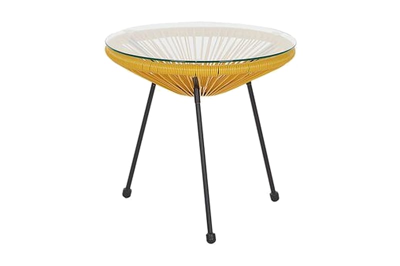 Cayaco Balkongsett 70 cm + 2 Stoler - Kunstrotting/Gul - Hagemøbler - Hagegruppe - Cafesett