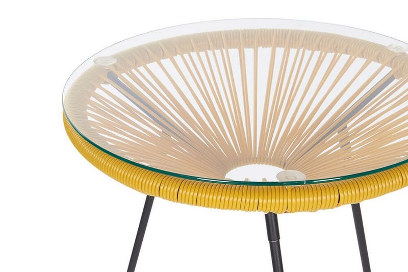 Cayaco Balkongsett 70 cm + 2 Stoler - Kunstrotting/Gul - Hagemøbler - Hagegruppe - Cafesett