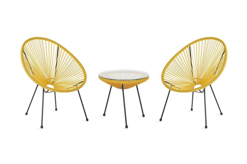 Cayaco Balkongsett 70 cm + 2 Stoler - Kunstrotting/Gul - Hagemøbler - Hagegruppe - Cafesett