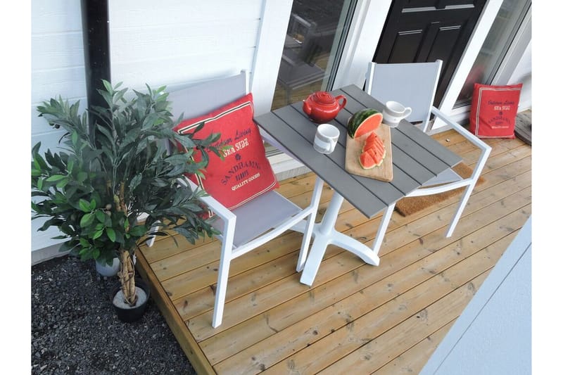 Colorado Cafésett 70 cm + 2 Copacabana Karmstoler - Hvit - Hagemøbler - Balkong - Balkongmøbler - Balkonggrupper