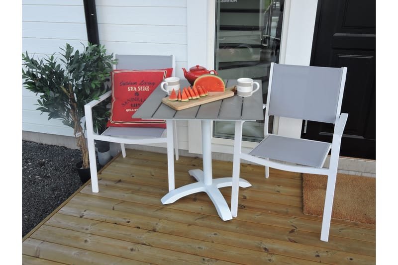 Colorado Cafésett 70 cm + 2 Copacabana Karmstoler - Hvit - Hagemøbler - Balkong - Balkongmøbler - Balkonggrupper