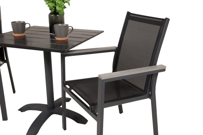 Colorado Cafésett 70 cm + 2 Parma Karmstoler - Svart - Hagemøbler - Balkong - Balkongmøbler - Balkonggrupper