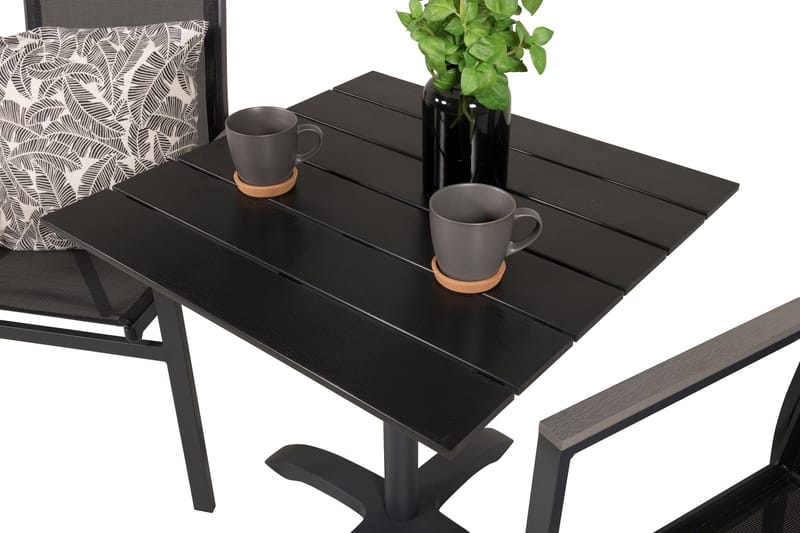 Colorado Cafésett 70 cm + 2 Parma Karmstoler - Svart - Hagemøbler - Balkong - Balkongmøbler - Balkonggrupper
