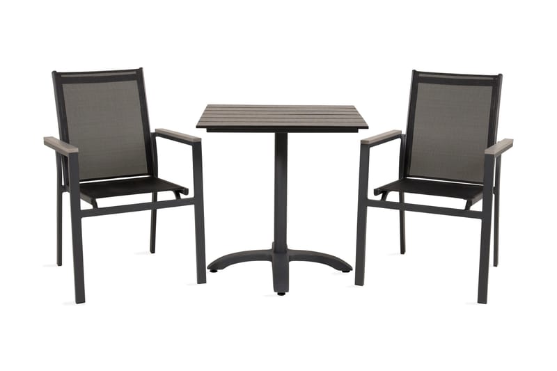 Colorado Cafésett 70 cm + 2 Parma Karmstoler - Svart - Hagemøbler - Balkong - Balkongmøbler - Balkonggrupper