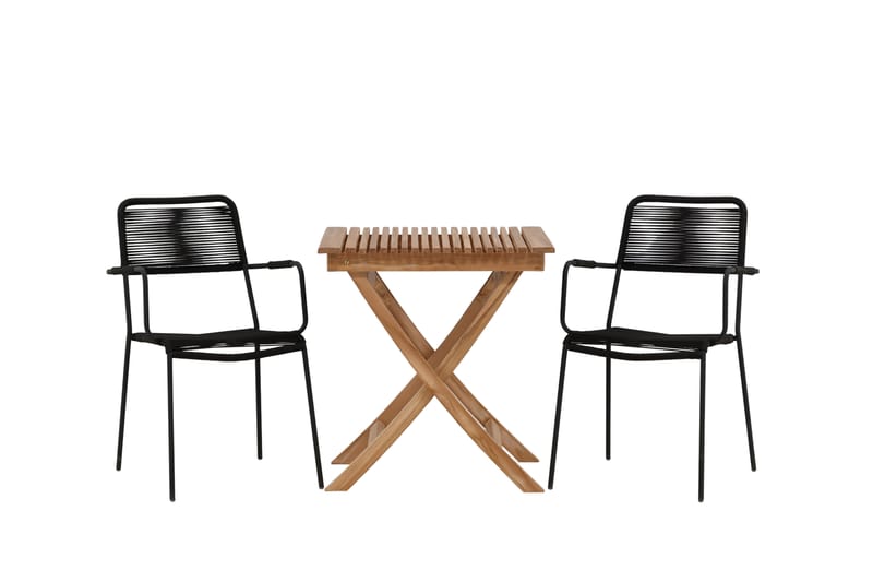Ghana Caf�ésett 70 cm + 2 Lindos Karmstol - Brun/Svart - Hagemøbler - Balkong - Balkongmøbler - Balkonggrupper