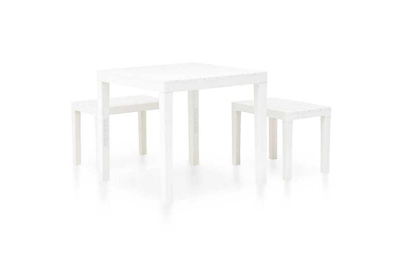 Hagebord med 2 benker plast hvit - Hvit - Balkonggrupper - Cafesett