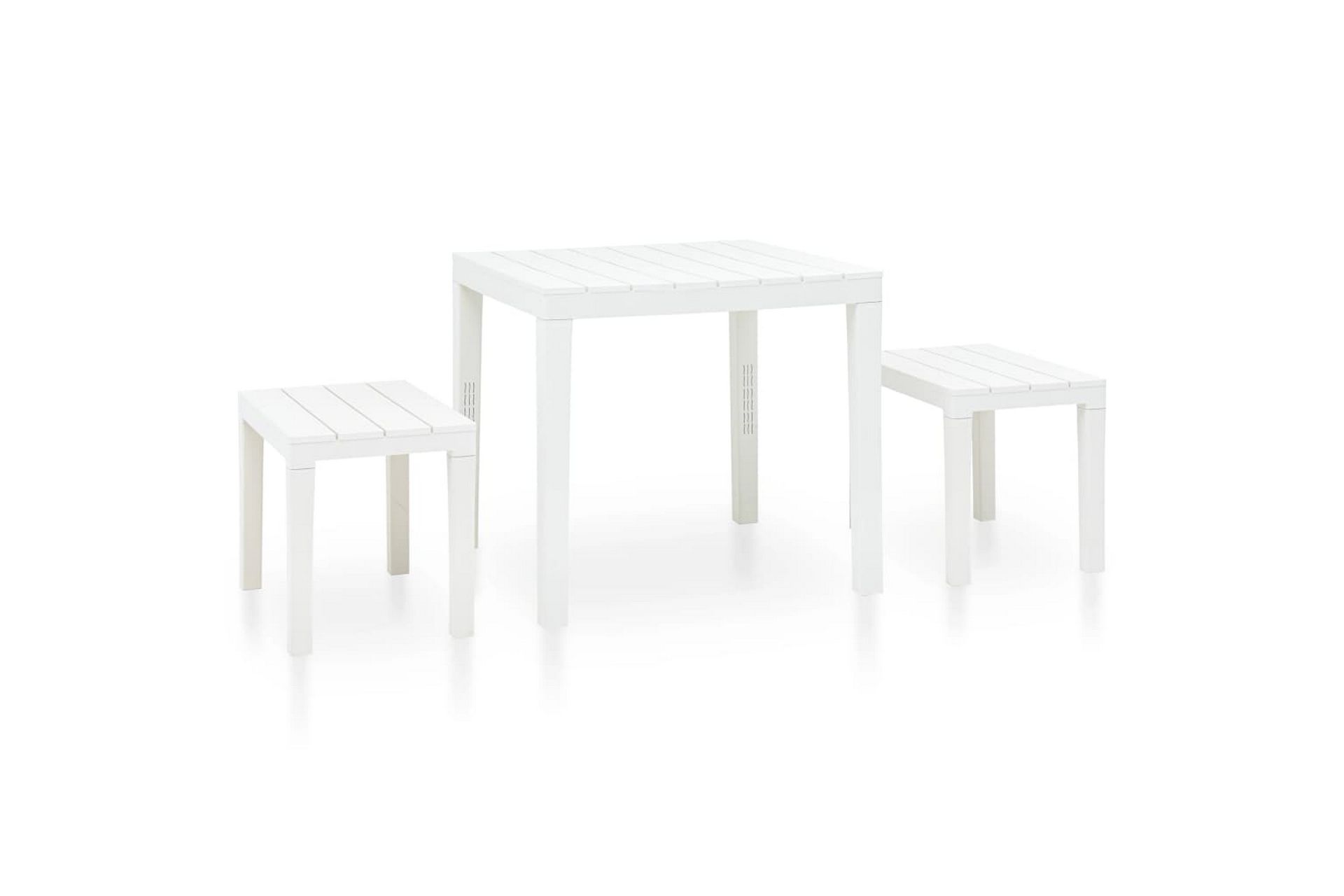 Hagebord med 2 benker plast hvit - Hvit - Hagemøbler - Hagegruppe - Cafesett