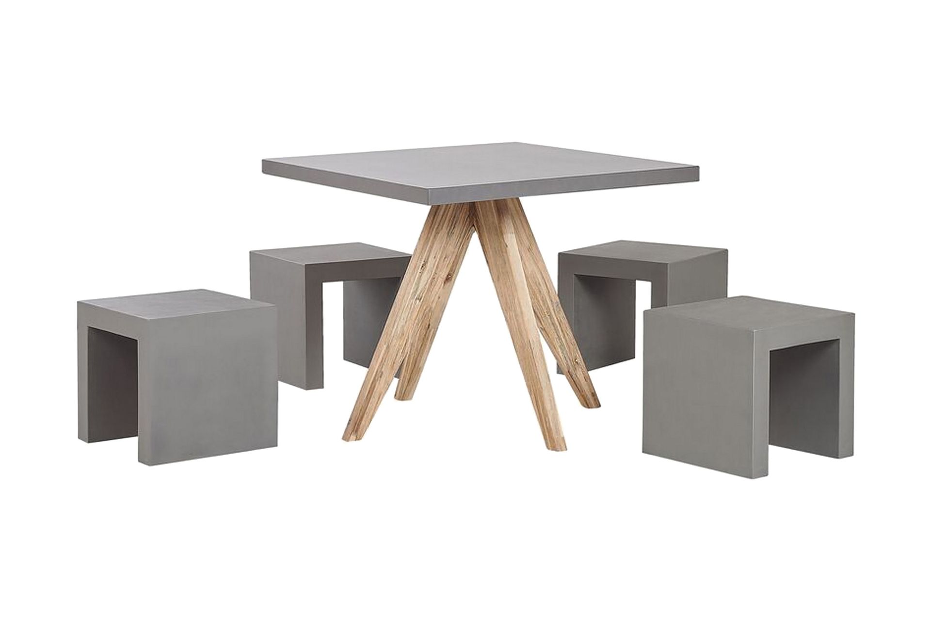Hagesett av bord och 4 krakker 90x90 OLBIA - Grå