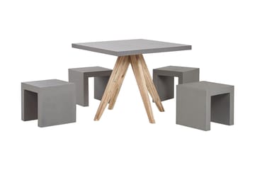 Hagesett av bord och 4 krakker 90x90 OLBIA - Grå - Hagemøbler - Hagegruppe - Cafesett