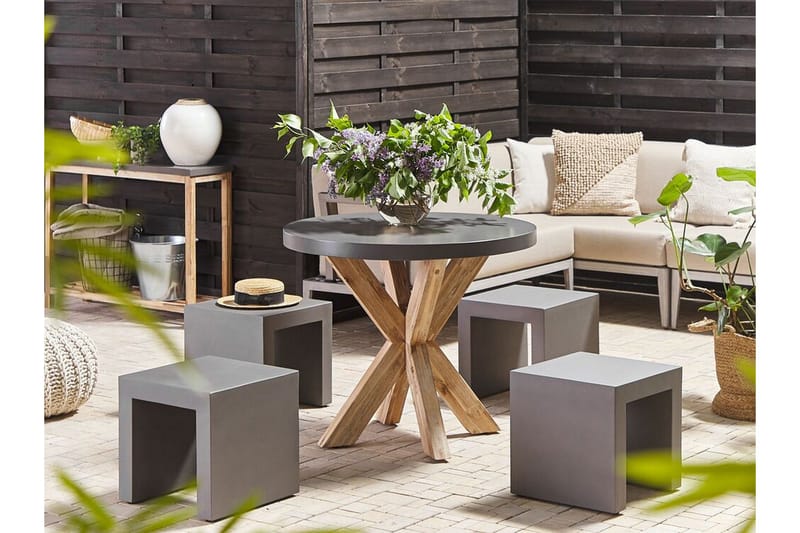 Hagesett bord och 4 krakker 90 OLBIA/TARANTO - Grå - Hagemøbler - Hagegruppe - Cafesett