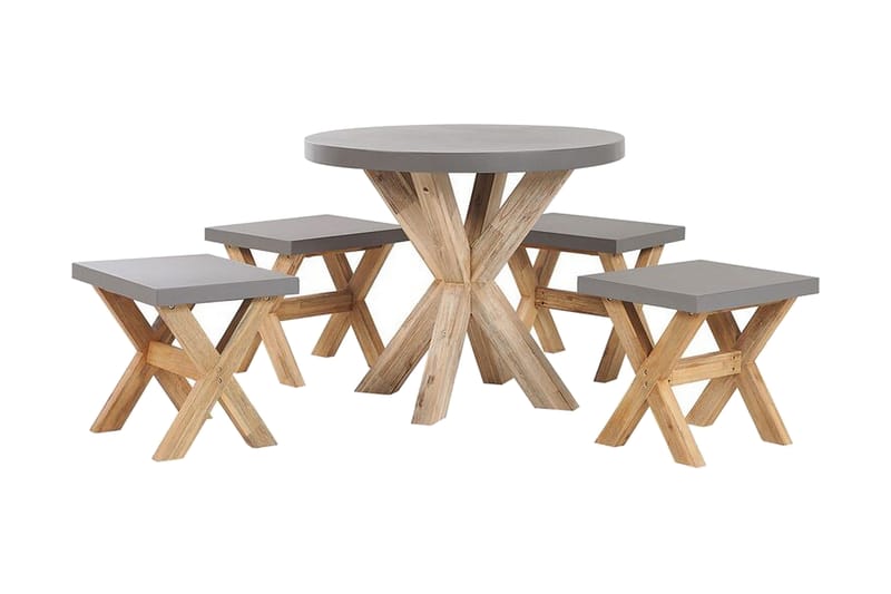Hagesett med bord og 4 krakker¸ 90 cmOLBIA - Grå - Hagemøbler - Hagegruppe - Cafesett