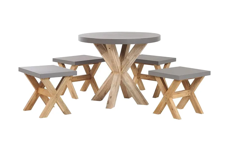 Hagesett med bord og 4 krakker¸ 90 cmOLBIA, Grå