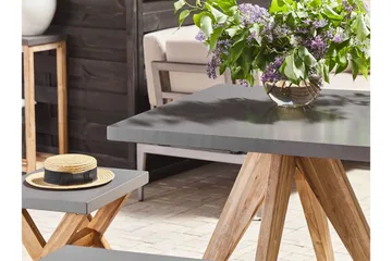 Hagesett med bord og 4 krakker 90 x 90 cm OLBIA - Grå - Hagemøbler - Hagegruppe - Cafesett