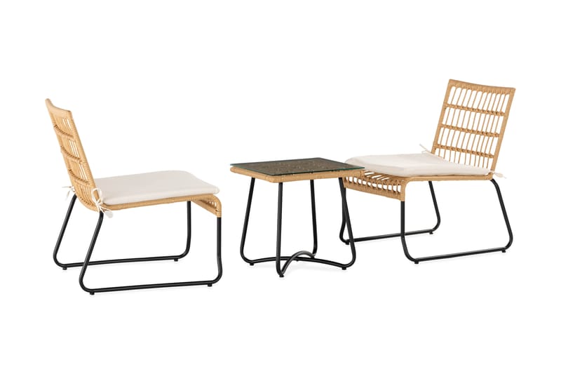 Happ Cafésett 45 cm + 2 Kurvstoler - Natur - Hagemøbler - Hagegruppe - Cafesett
