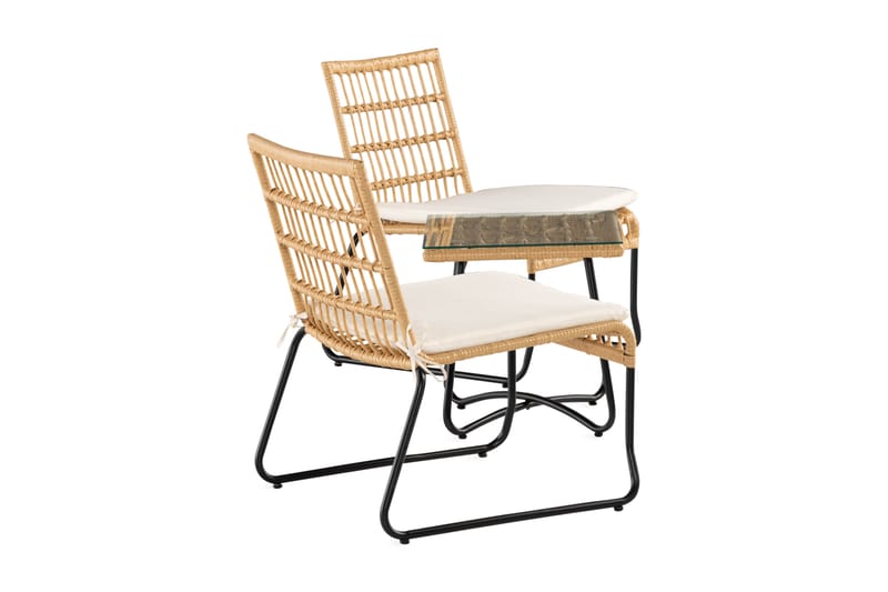 Happ Cafésett 45 cm + 2 Kurvstoler - Natur - Hagemøbler - Hagegruppe - Cafesett