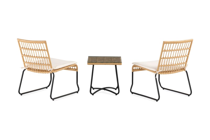 Happ Cafésett 45 cm + 2 Kurvstoler - Natur - Hagemøbler - Hagegruppe - Cafesett