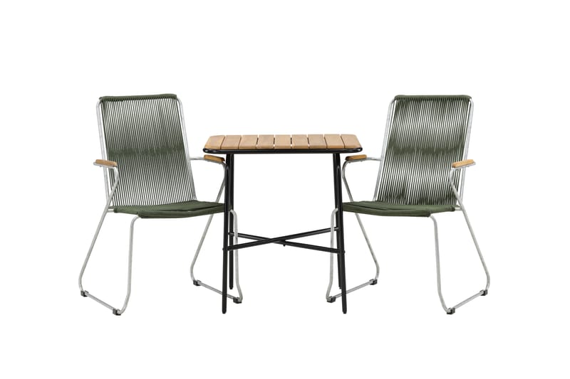 Holmbeck Cafésett 70 cm + 2 Bois Karmstoler - Grønn/Brun - Hagemøbler - Balkong - Balkongmøbler - Balkonggrupper