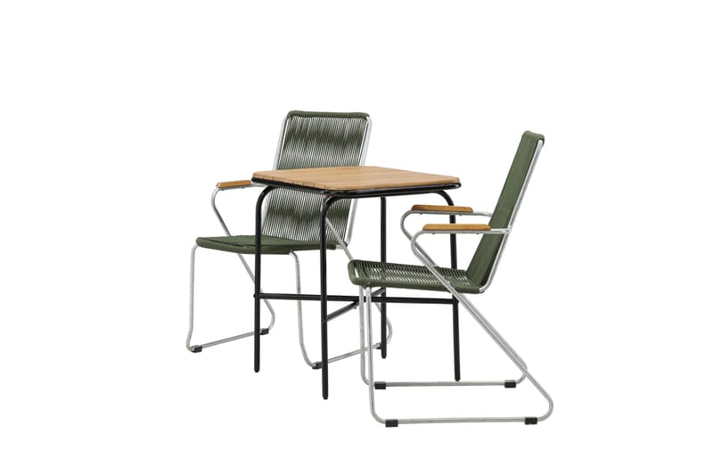 Holmbeck Cafésett 70 cm + 2 Bois Karmstoler - Grønn/Brun - Hagemøbler - Balkong - Balkongmøbler - Balkonggrupper