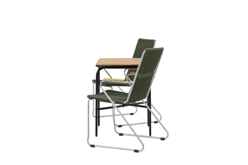 Holmbeck Cafésett 70 cm + 2 Bois Karmstoler - Grønn/Brun - Hagemøbler - Balkong - Balkongmøbler - Balkonggrupper