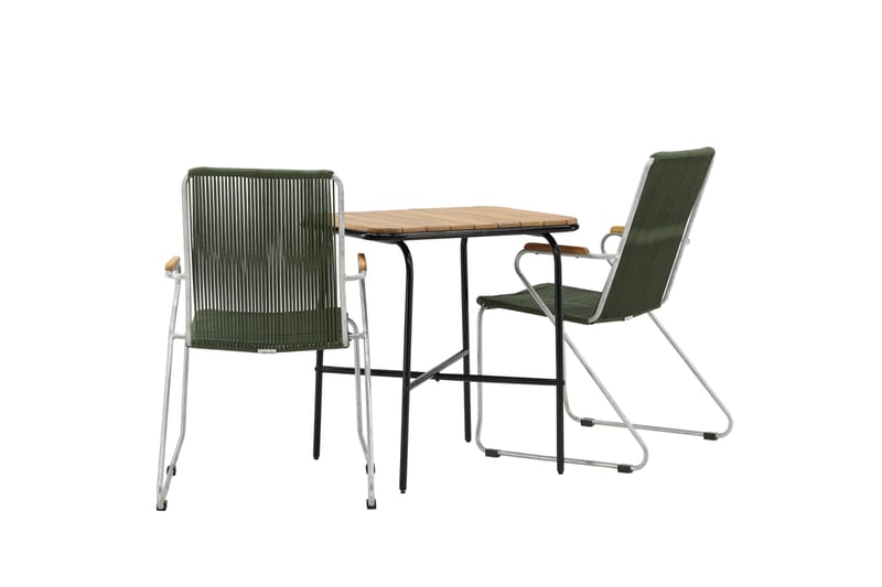 Holmbeck Cafésett 70 cm + 2 Bois Karmstoler - Grønn/Brun - Hagemøbler - Balkong - Balkongmøbler - Balkonggrupper