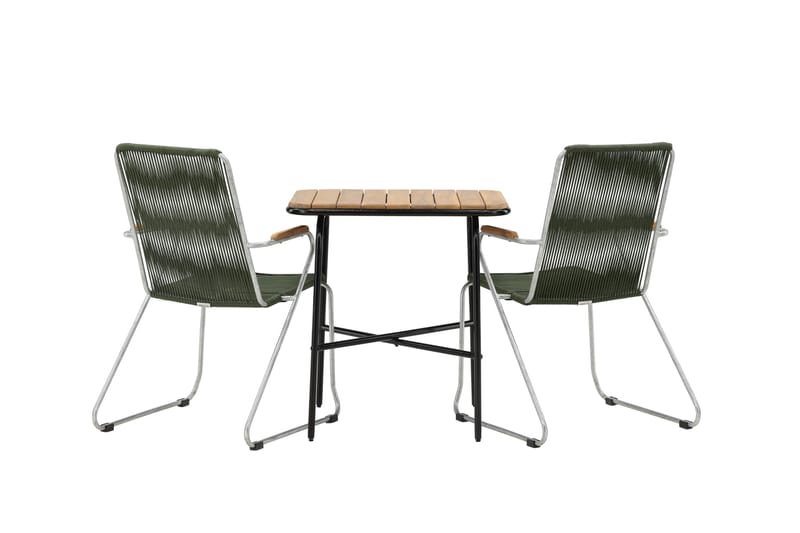 Holmbeck Cafésett 70 cm + 2 Bois Karmstoler - Grønn/Brun - Hagemøbler - Balkong - Balkongmøbler - Balkonggrupper
