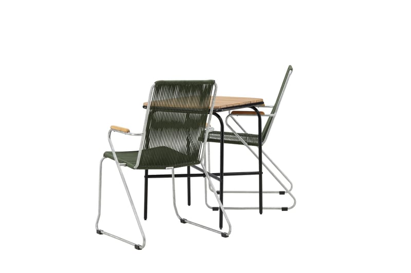Holmbeck Cafésett 70 cm + 2 Bois Karmstoler - Grønn/Brun - Hagemøbler - Balkong - Balkongmøbler - Balkonggrupper
