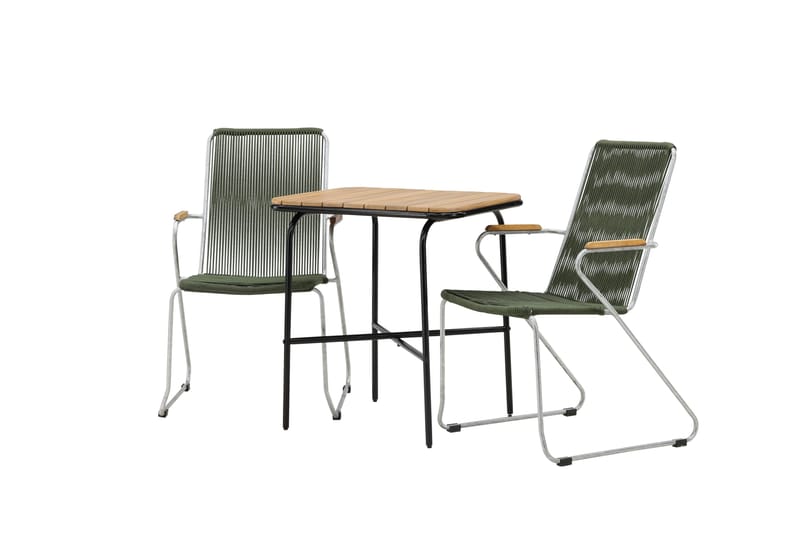 Holmbeck Cafésett 70 cm + 2 Bois Karmstoler - Grønn/Brun - Hagemøbler - Balkong - Balkongmøbler - Balkonggrupper
