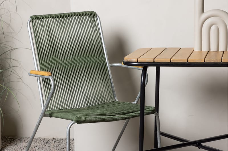 Holmbeck Cafésett 70 cm + 2 Bois Karmstoler - Grønn/Brun - Hagemøbler - Balkong - Balkongmøbler - Balkonggrupper