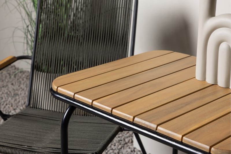 Holmbeck Cafésett 70 cm + 2 Bois Karmstoler - Svart/Brun - Hagemøbler - Balkong - Balkongmøbler - Balkonggrupper