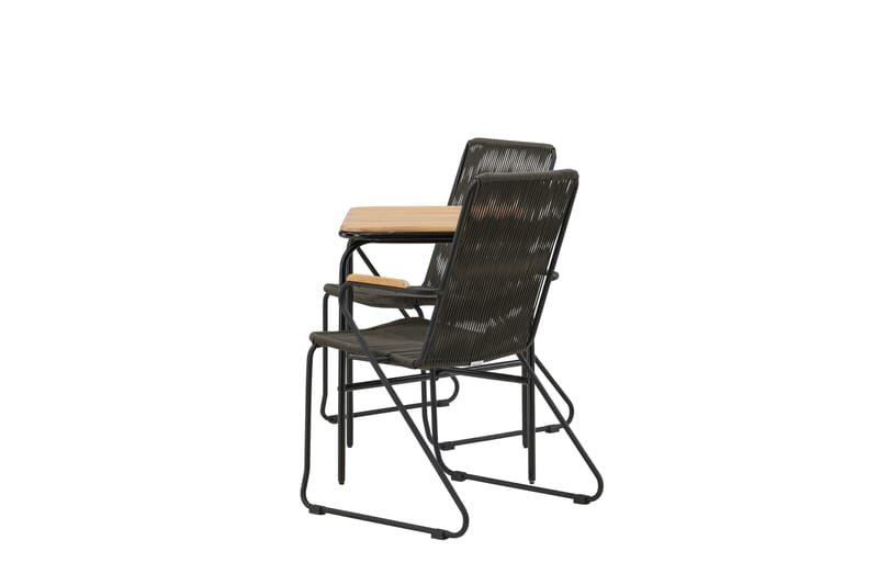 Holmbeck Cafésett 70 cm + 2 Bois Karmstoler - Svart/Brun - Hagemøbler - Balkong - Balkongmøbler - Balkonggrupper