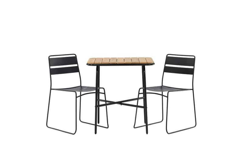 Holmbeck Cafésett 70 cm + 2 Lina Spisestoler - Svart/Brun - Hagemøbler - Balkong - Balkongmøbler - Balkonggrupper