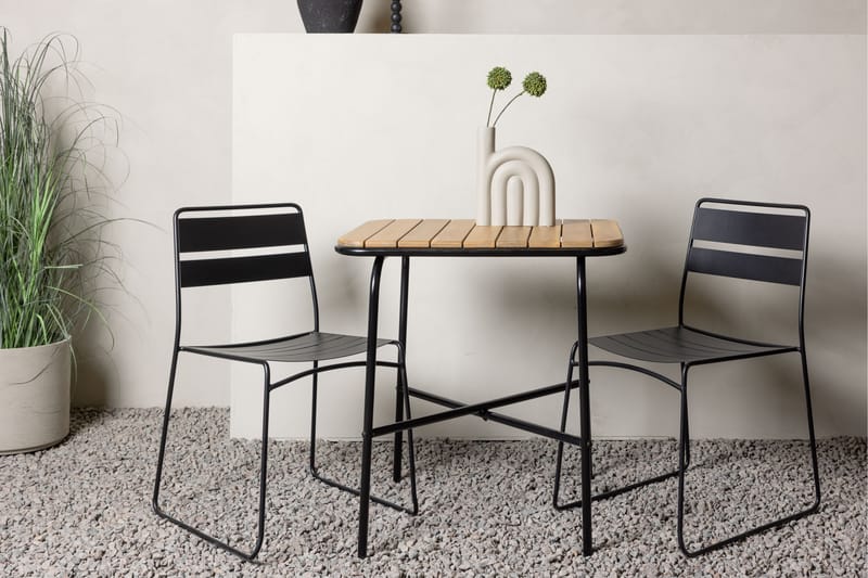 Holmbeck Cafésett 70 cm + 2 Lina Spisestoler - Svart/Brun - Hagemøbler - Balkong - Balkongmøbler - Balkonggrupper