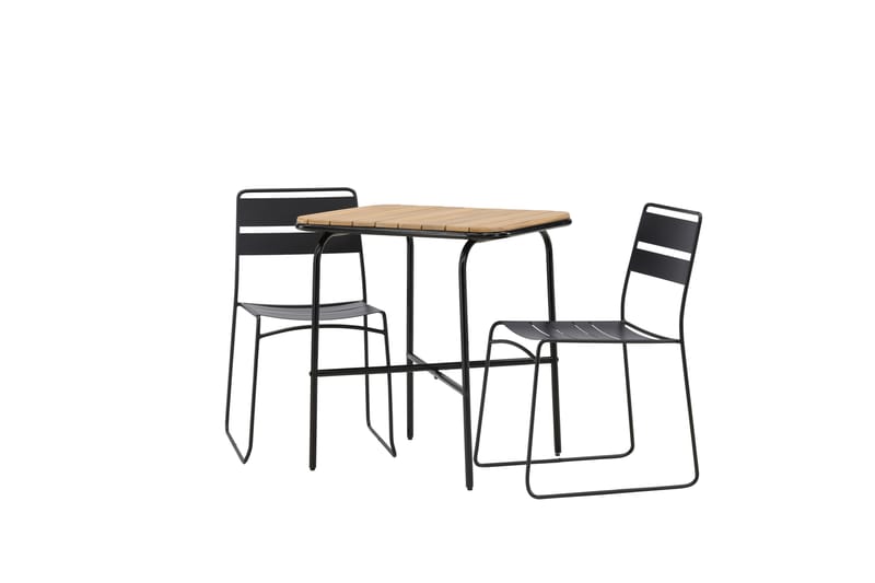 Holmbeck Cafésett 70 cm + 2 Lina Spisestoler - Svart/Brun - Hagemøbler - Balkong - Balkongmøbler - Balkonggrupper
