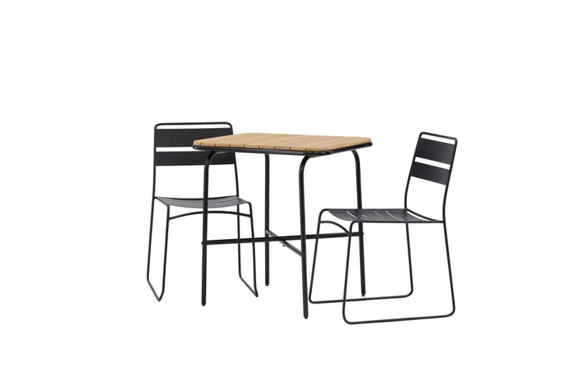 Holmbeck Cafésett 70 cm + 2 Lina Spisestoler Svart/Brun - Balkonggrupper - Cafesett